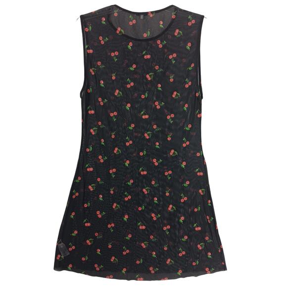 We Wore What Mesh Cover Up Size XL Cherries Print on Black Background See Thru - Picture 11 of 11
